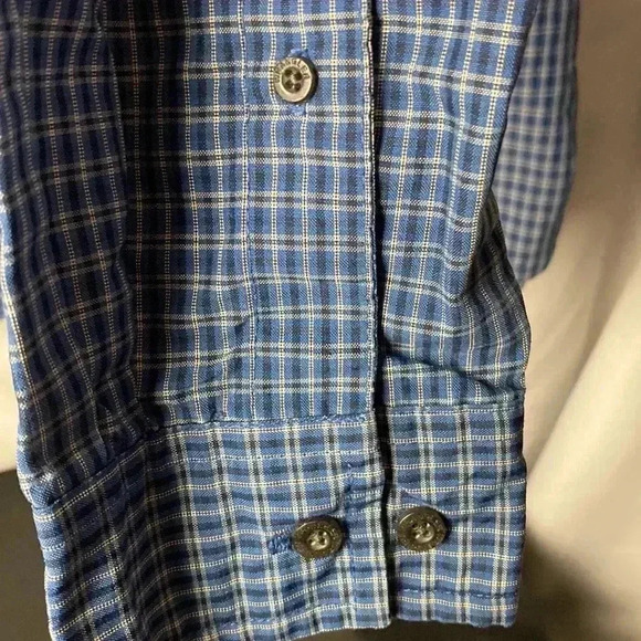 TERRAIN BY WRANGLER MENS SIZE XL BLUE BLACK PLAID LONG SLEEVE SHIRT - Picture 6 of 10